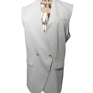 Donna Karan NY Women’s Beige Pinstripe Blazer Vest Sz 4 NWT